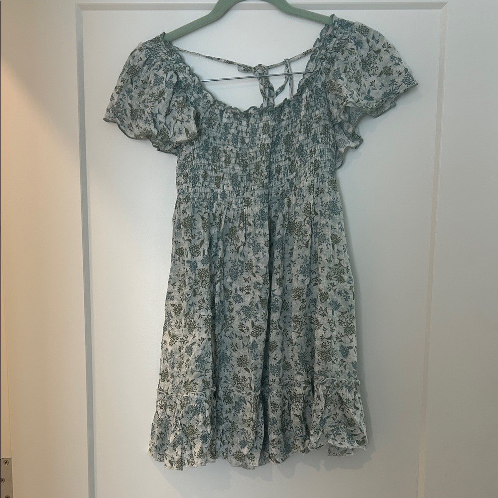 Floral Smocked Dress with Ruffle Sleeves
